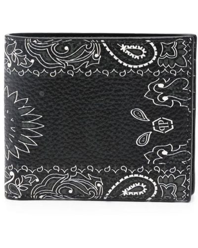 Philipp Plein Paisley-print Leather Wallet - Black