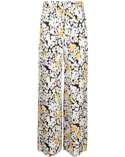 Lanvin Pantalones anchos con motivo floral - Blanco