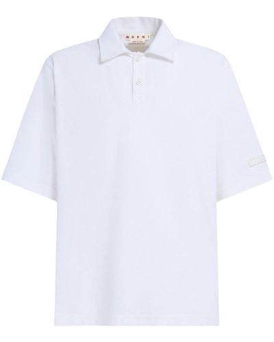 Marni Logo-patch Cotton Polo Shirt - White