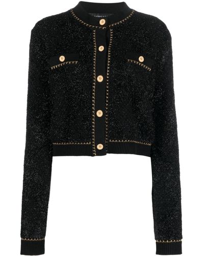 Versace メドゥーサ クロップド ツイードジャケット - ブラック