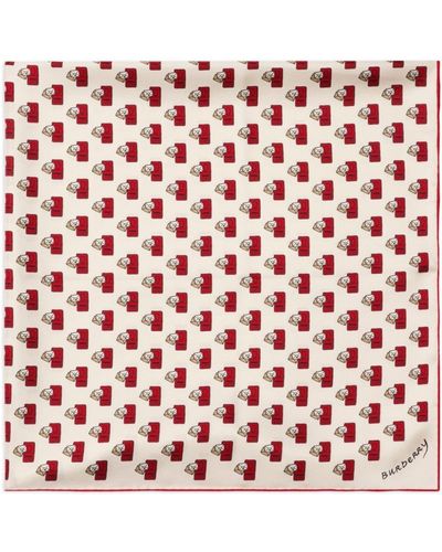 Burberry Postbox Motif Silk Ccarf - Red