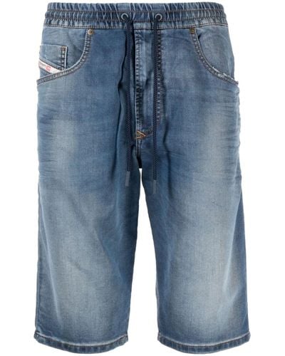 DIESEL Elasticated-waist Denim Shorts - Blue