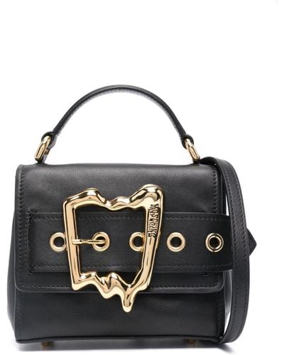 Moschino Morphed Buckle Leather Tote Bag - Black