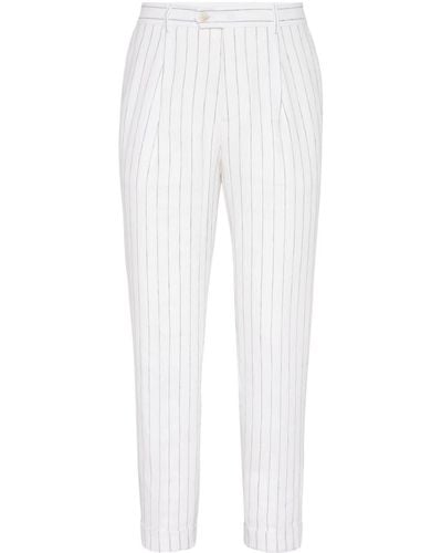 Brunello Cucinelli Pantalon droit à rayures - Blanc