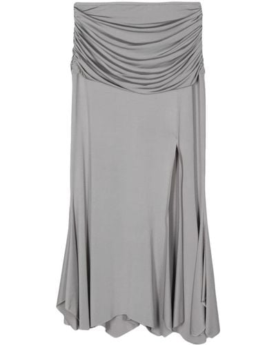 GIMAGUAS Ruched Asymmetric Midi Skirt - Grey
