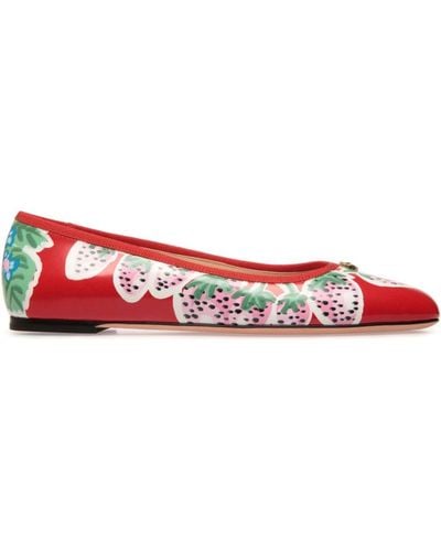 Bally Biuty Leather Ballerina Shoes - Red