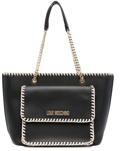 Love Moschino Sac cabas à détails de coutures - Noir