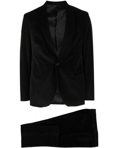 Manuel Ritz Single-breasted Velvet Suit - Black