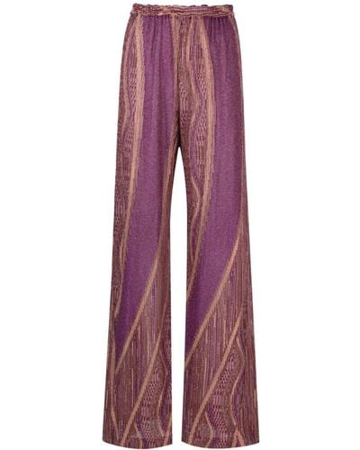 Forte Forte Patterned-intarsia high-waisted trousers - Rosso