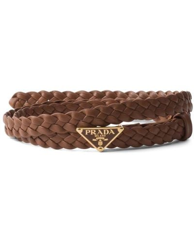 Prada Braided Leather Belt - Brown