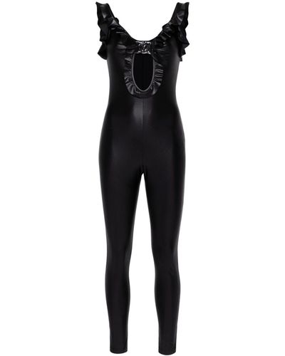 Versace Jeans Couture Mono largo con volantes y aberturas - Negro