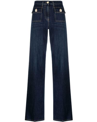 Elisabetta Franchi Flap-pockets Wide-leg Jeans - Blue