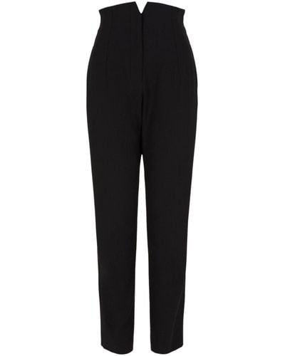 Emporio Armani High-waist Virgin Wool Pants - Black