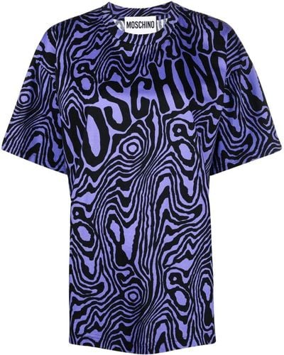 Moschino T-shirt imprimé à col rond - Bleu