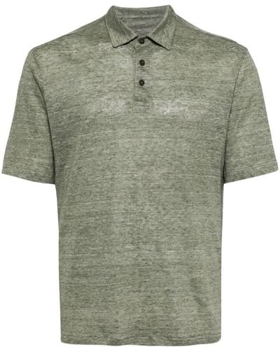 Zegna Short-sleeve linen polo shirt - Grün