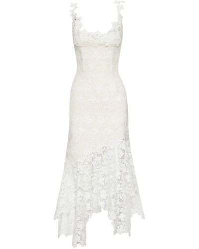 Oscar de la Renta Gardenia Tweed Guipure Dress - White