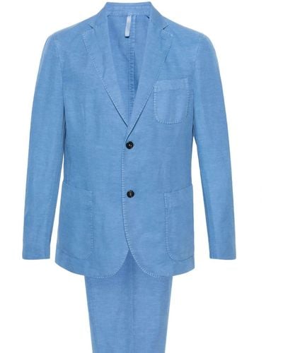 Incotex Costume en lin à veste à simple boutonnage - Bleu