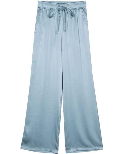 Seventy Silk Straight-leg Trousers - Blue