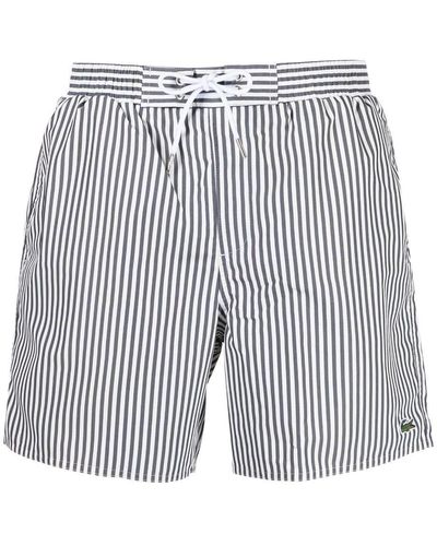 Lacoste Stripe-print Swim Shorts - Blue