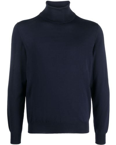 Kiton Roll-neck Wool Sweater - Blue