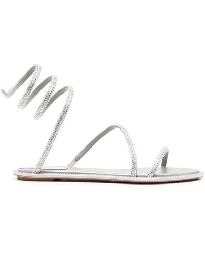 Rene Caovilla Crystal-embellished Flat Sandals - White