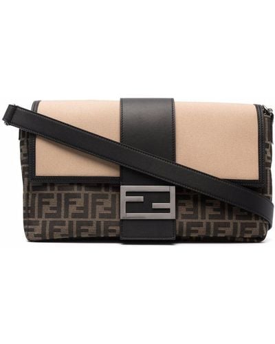 Fendi Bolso baguette con logo FF - Negro