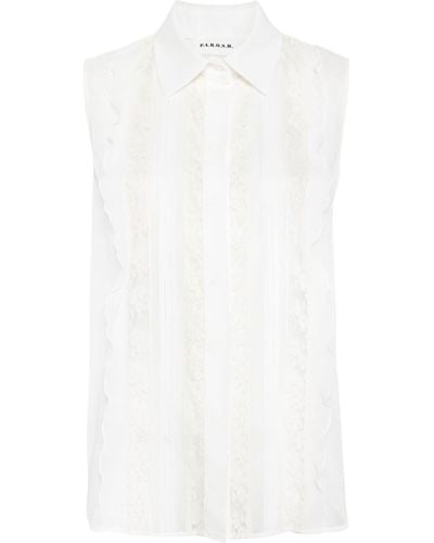 P.A.R.O.S.H. Blusa sin mangas con panel de encaje - Blanco