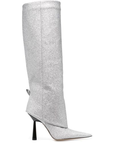 Gia Borghini Rosie 110mm Glitter-detail Boots - White