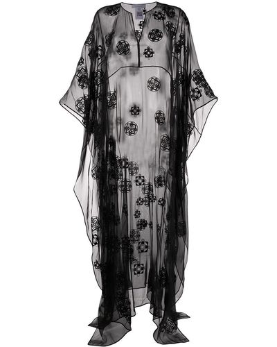 Gabriela Hearst Sheer Embroidered Silk Dress - Black