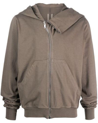 Rick Owens Mountain Zip-up Cotton Hoodie - Gray