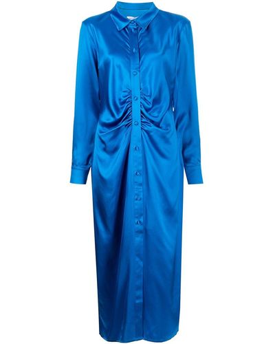 Madison Maison Long-sleeved Silk Shirt Dress - Blue