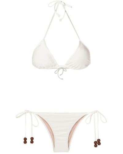 Adriana Degreas Bead-embellished Bikini - White