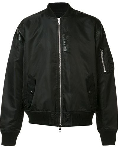 Mostly Heard Rarely Seen Leather Detailing Bomber Jacket - Black