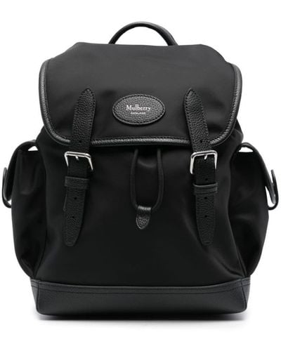 Mulberry Logo-appliqué Buckle-fastening Backpack - Black