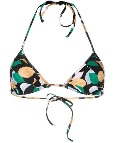 La DoubleJ Top bikini con stampa Orchard - Blu