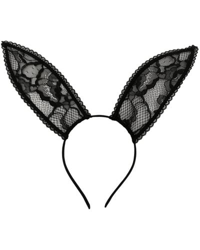 Fleur du Mal Bunny Ears Lace Headband - Black