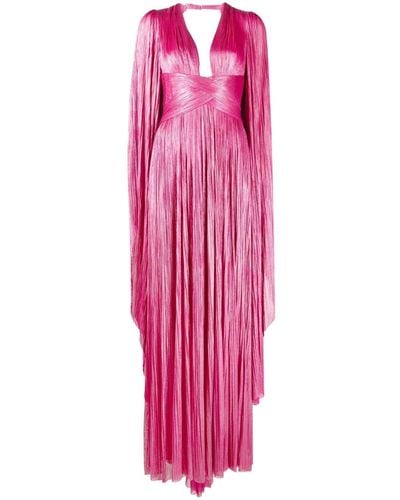 Maria Lucia Hohan Crystal Plung-neck Side-slit Gown - Pink