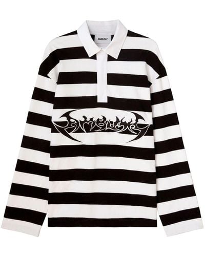 Ambush Striped Cotton Polo Shirt - Black