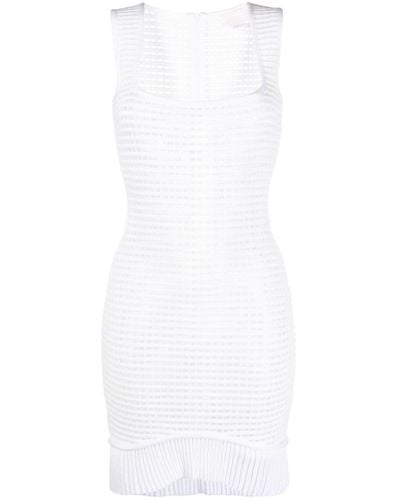 Genny Sleeveless Waffle-knit Mini Dress - White