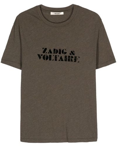 Zadig & Voltaire Tommy Flocked-logo T-shirt - Green