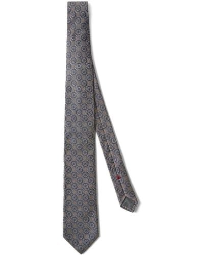 Brunello Cucinelli Cravate en soie à motif en jacquard - Gris