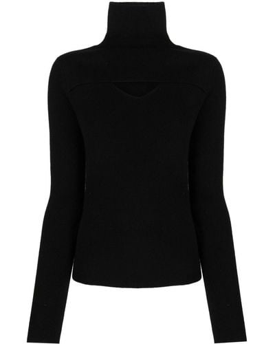 B+ AB Layered High-neck Wool Sweater - Black