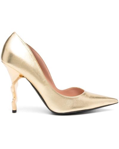 Moschino 110mm Sculpted-heel Court Shoes - Natural