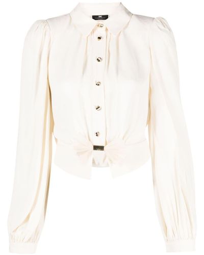 Elisabetta Franchi Bow-embellished Cropped Blouse - White