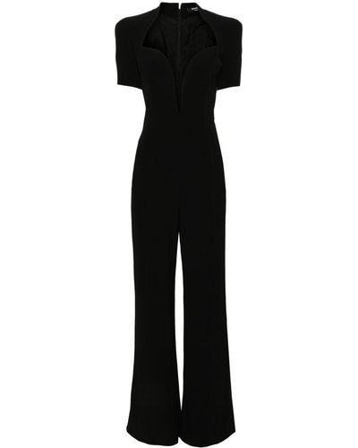 Balmain Krepp-Jumpsuit mit tiefem Ausschnitt - Schwarz