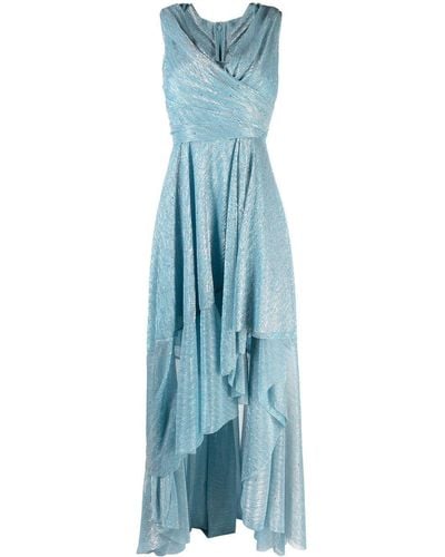 Talbot Runhof V-neck Draped Gown - Blue