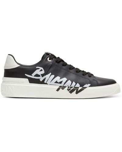 Balmain Leder 'b Court' Sneakers Mit Logoabdruck - Zwart