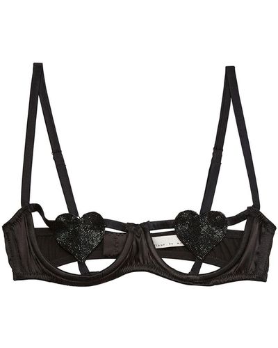 Fleur du Mal Queen Of Hearts Ouvert Balconette Bra - Black