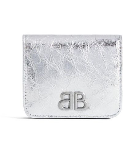 Balenciaga Moncao Metallic-leather Card Holder - White