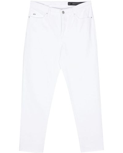 Armani Exchange Logo-embroidered Tapered Jeans - White